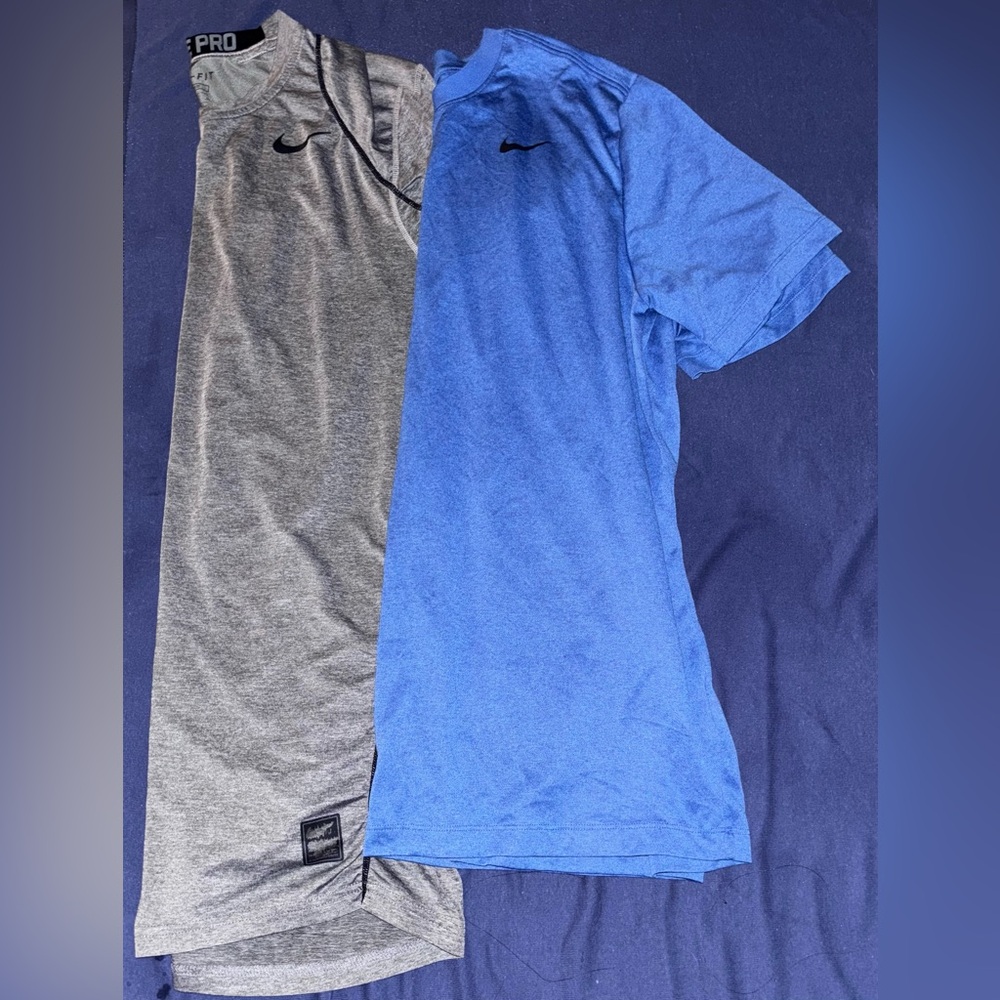 Nike Pro Gray and Blue Tees